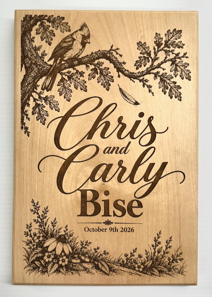 Wood Engraved Wedding Gift