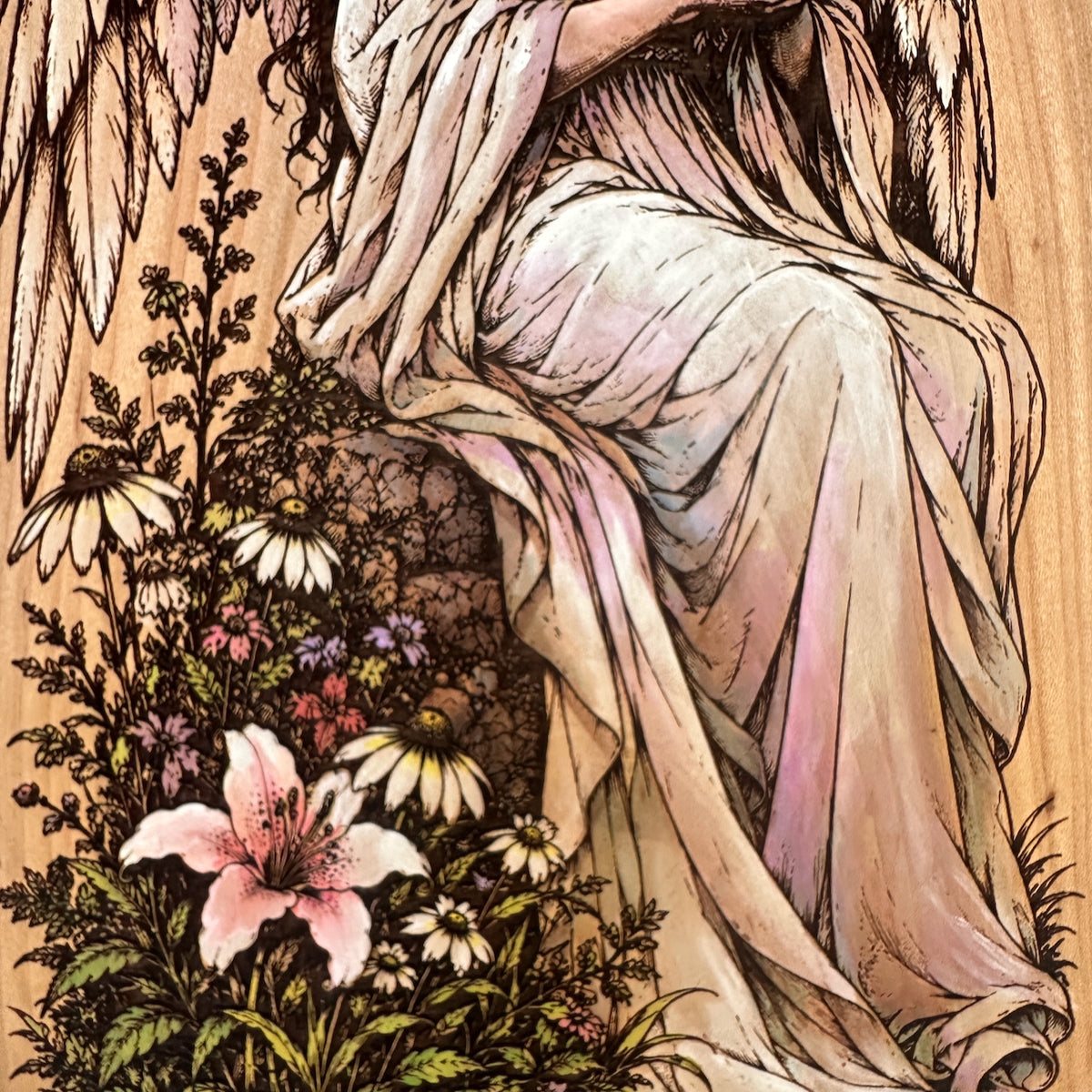 Hand Painted - Guardian Angel & Dove