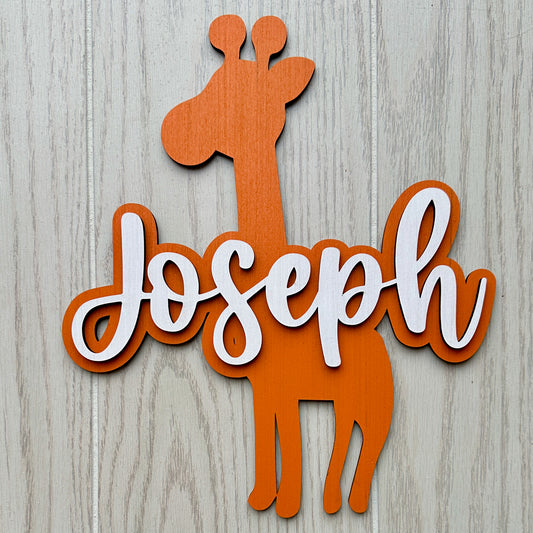 Baby Giraffe Nursery Name Sign