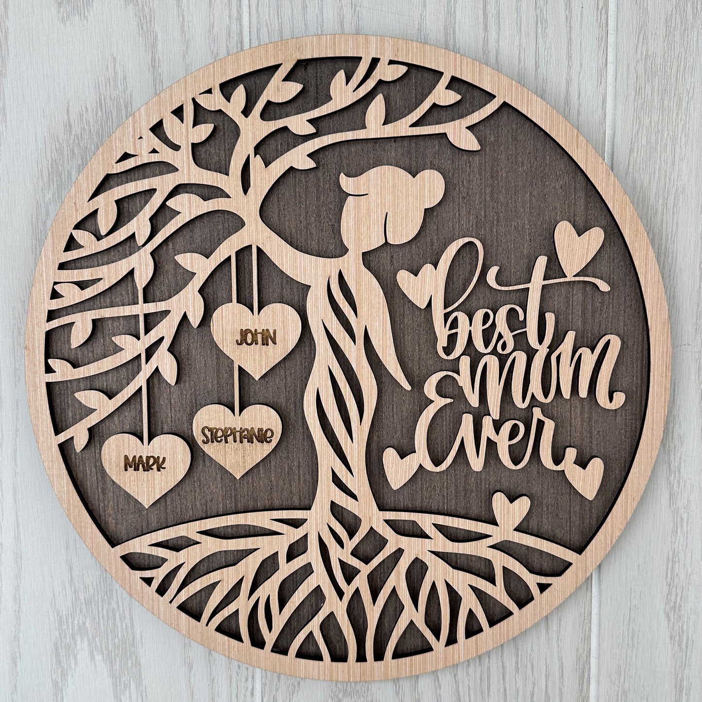 Personalized Gift for Mother - Tree of Life with Names in Hearts