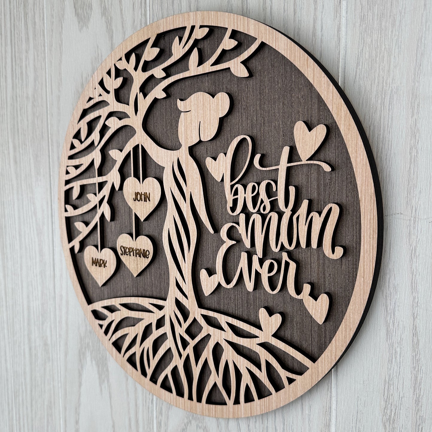 Personalized Gift for Mother - Tree of Life with Names in Hearts