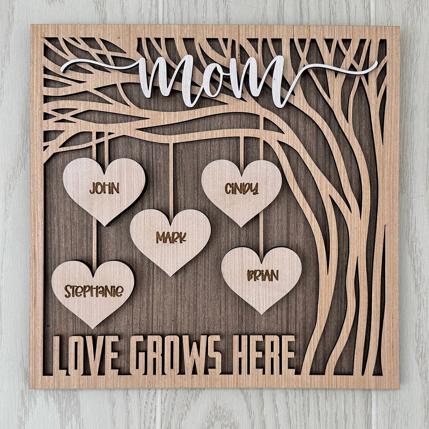 Personalized Gift for Mother - Tree Branches with Name in Hearts