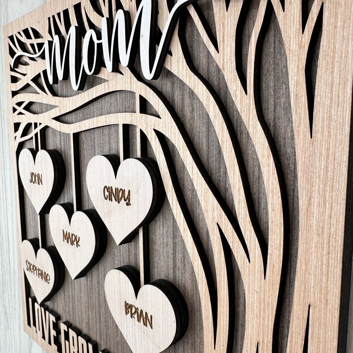 Personalized Gift for Mother - Tree Branches with Name in Hearts