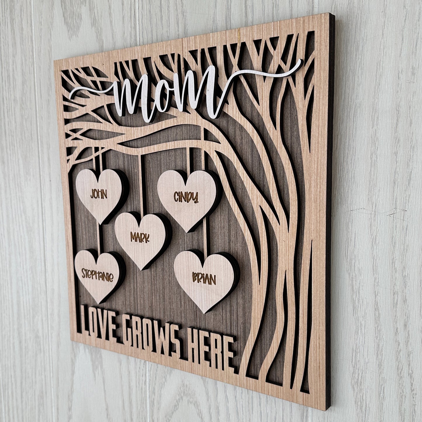 Personalized Gift for Mother - Tree Branches with Name in Hearts