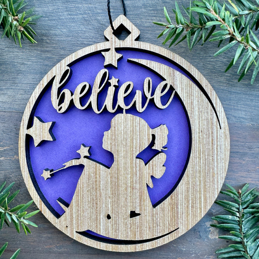 Fairy Believe Wood Ornament