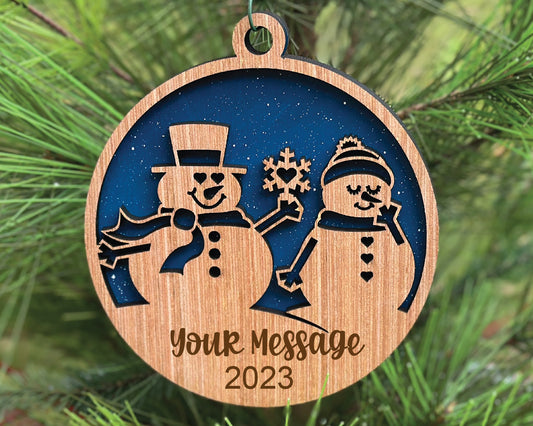 Personalized Mom and Dad Snowman Ornament