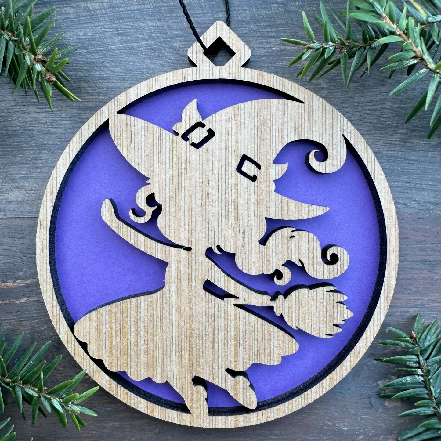 Happy Witch Halloween Wood Ornament