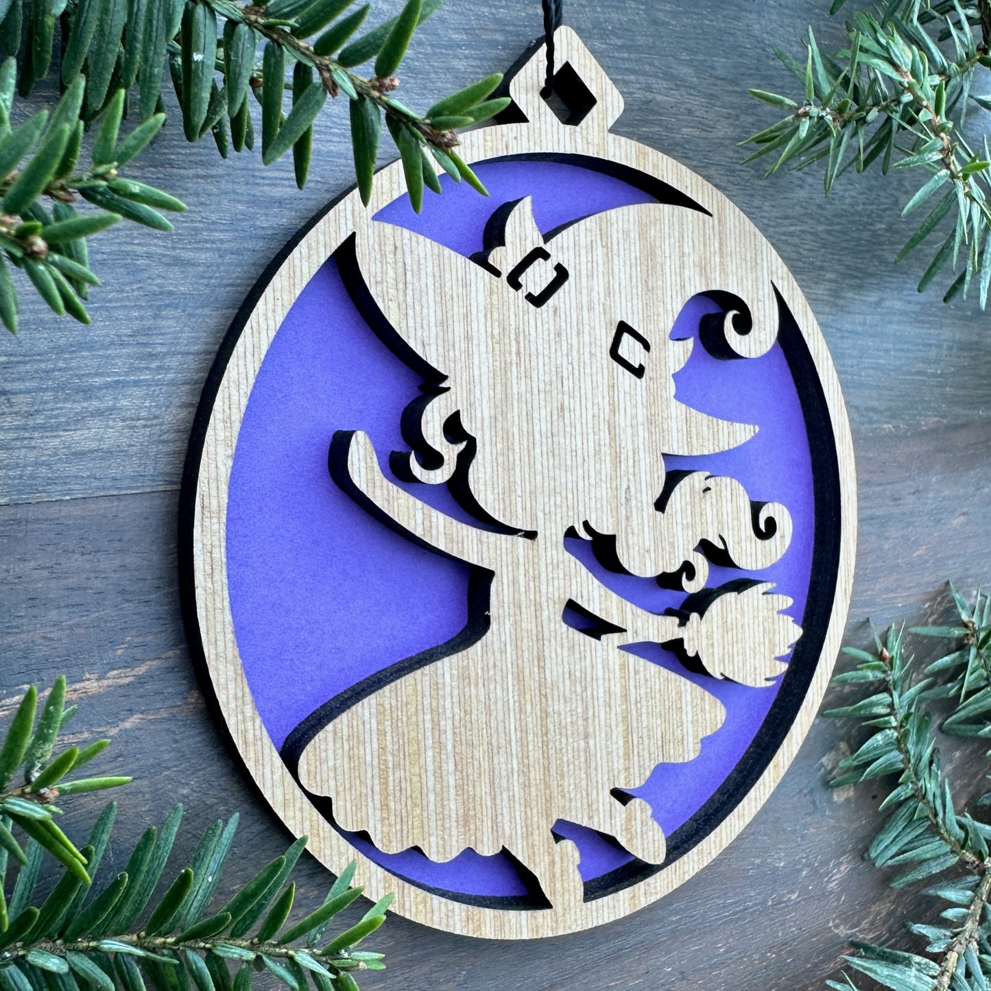 Happy Witch Halloween Wood Ornament