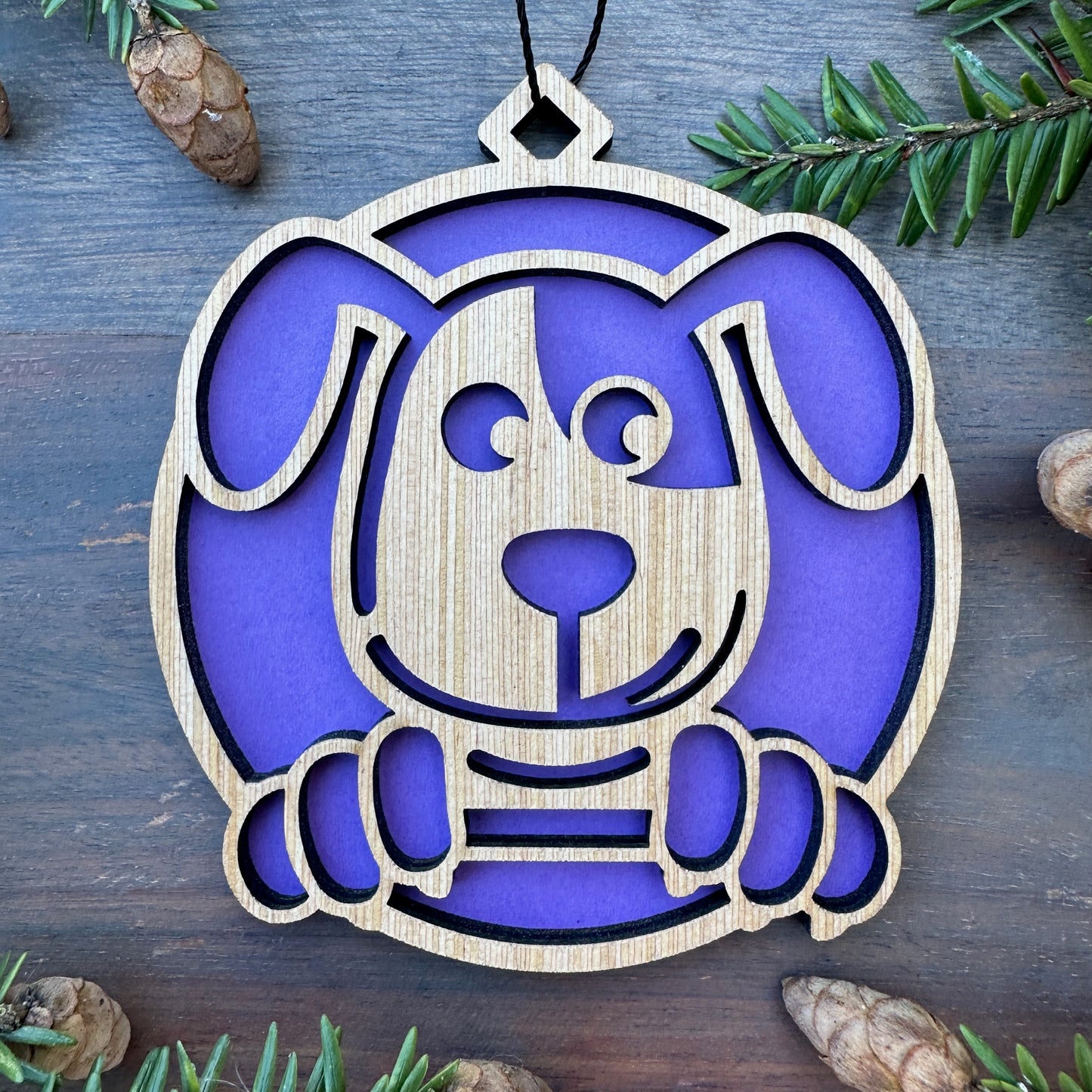 Puppy Wood Ornament - 7 Colors - 2 Sizes
