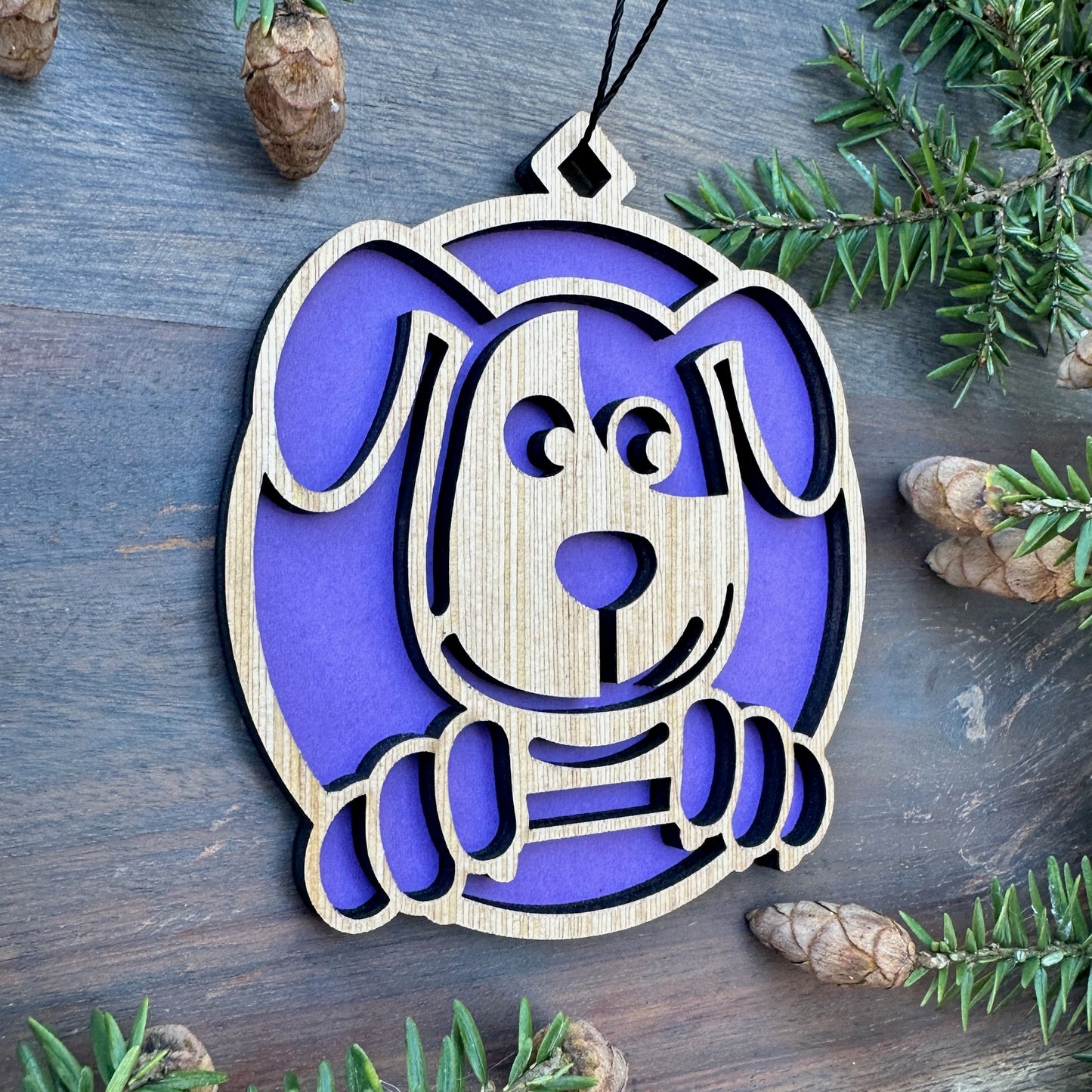 Puppy Wood Ornament - 7 Colors - 2 Sizes