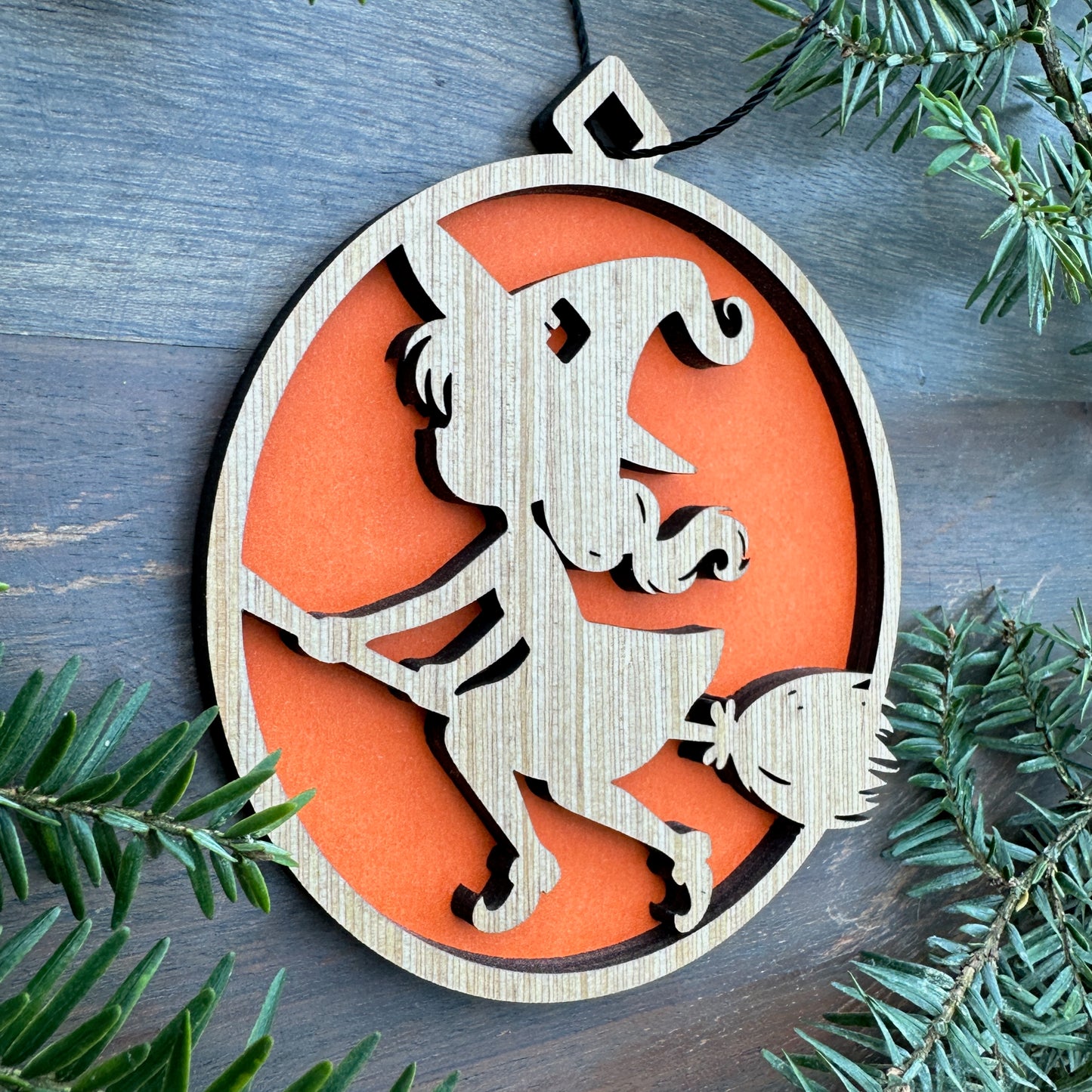 Flying Witch on Broom Halloween Wood Ornament