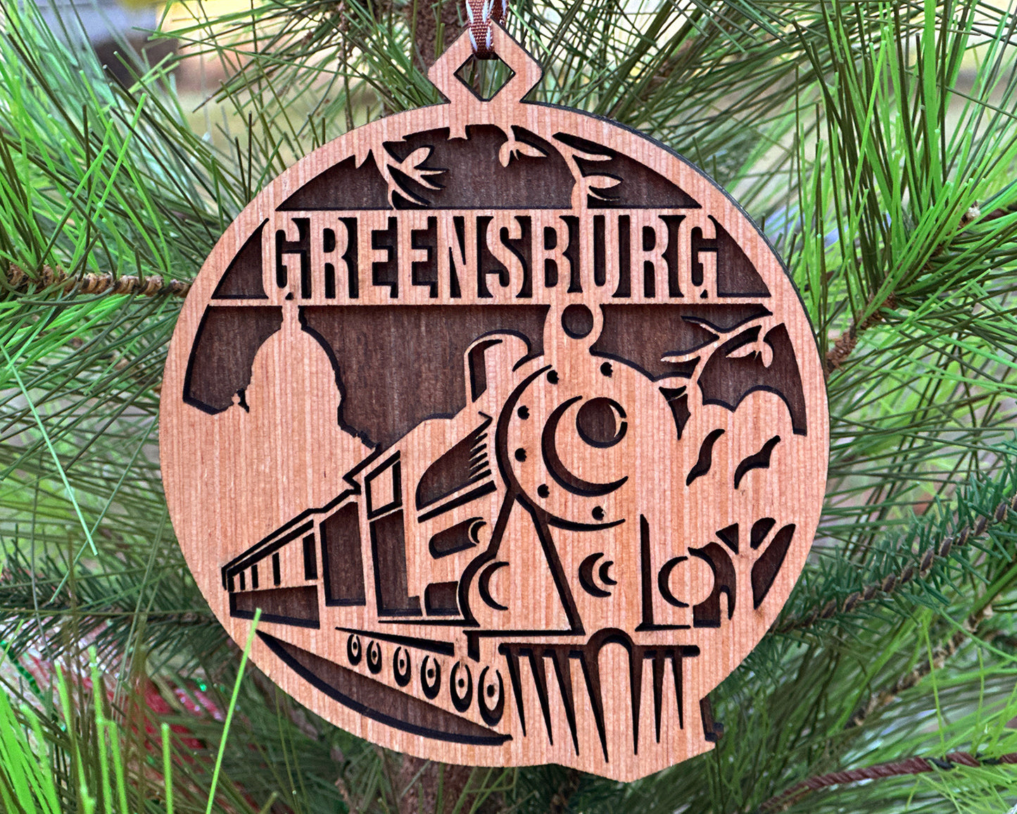 Rustic Greensburg, PA Wood Ornament