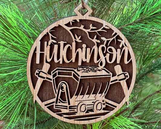 Rustic Hutchinson, PA Wood Ornament