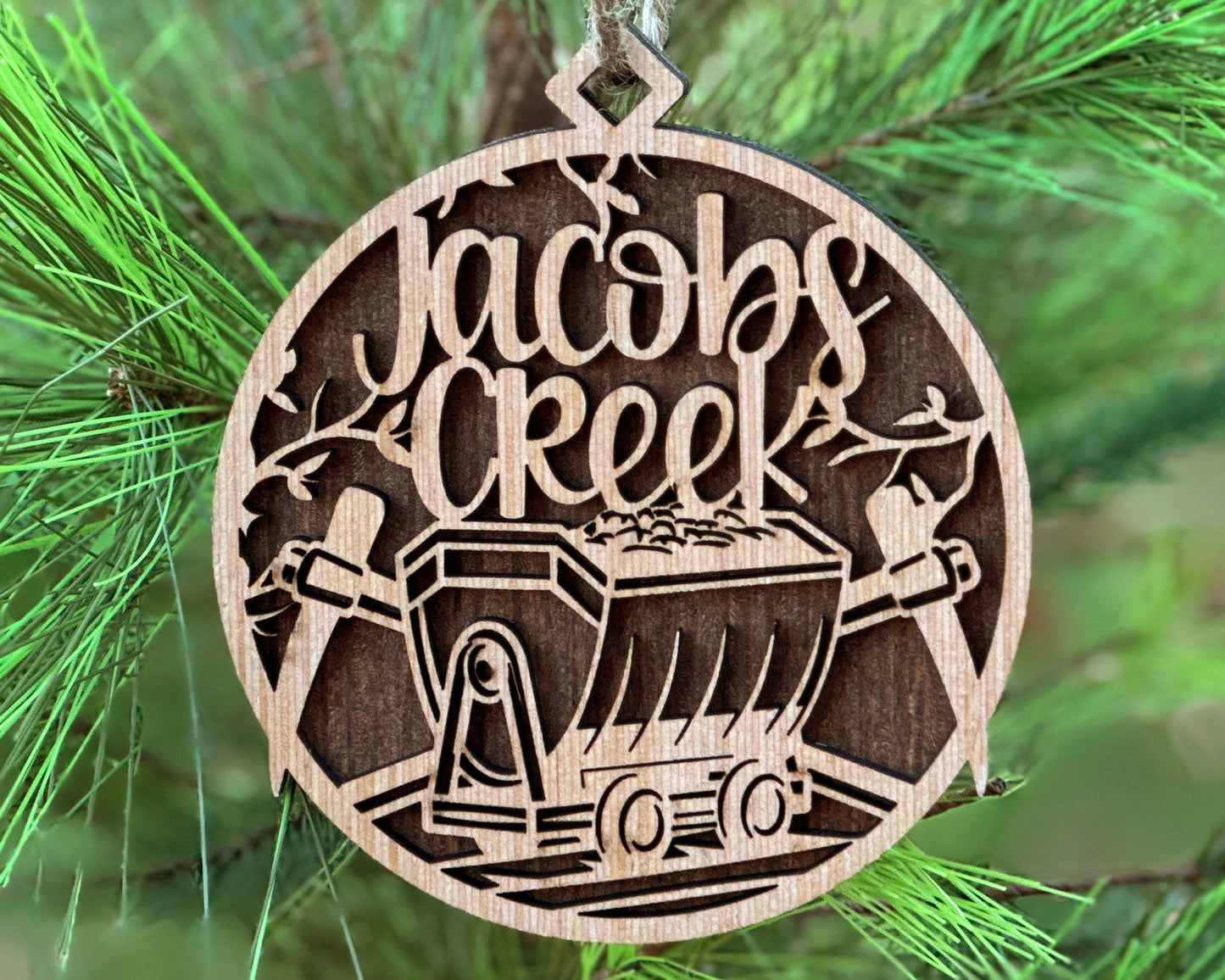 Rustic Jacobs Creek, PA Wood Ornament