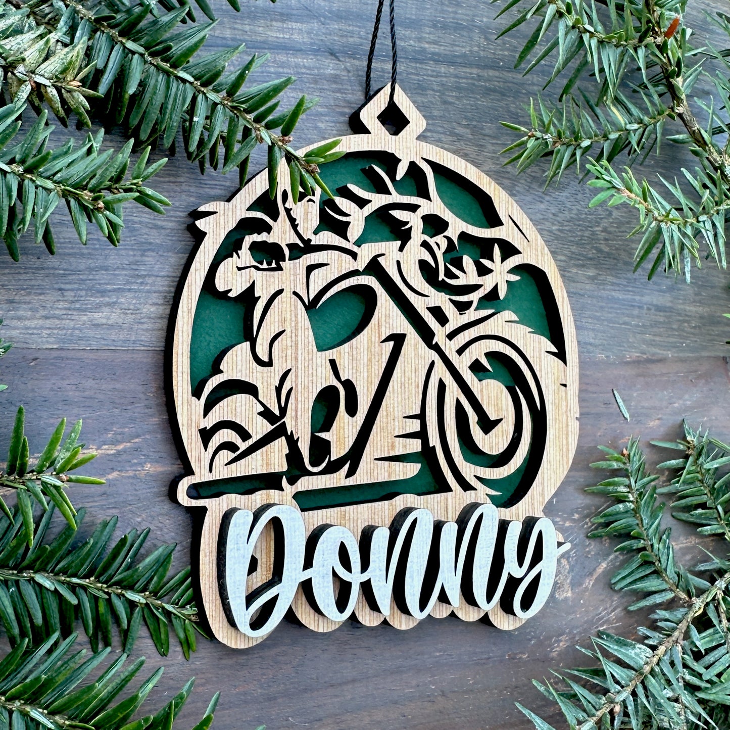 Personalized Motorcycle Wood Ornament with Name