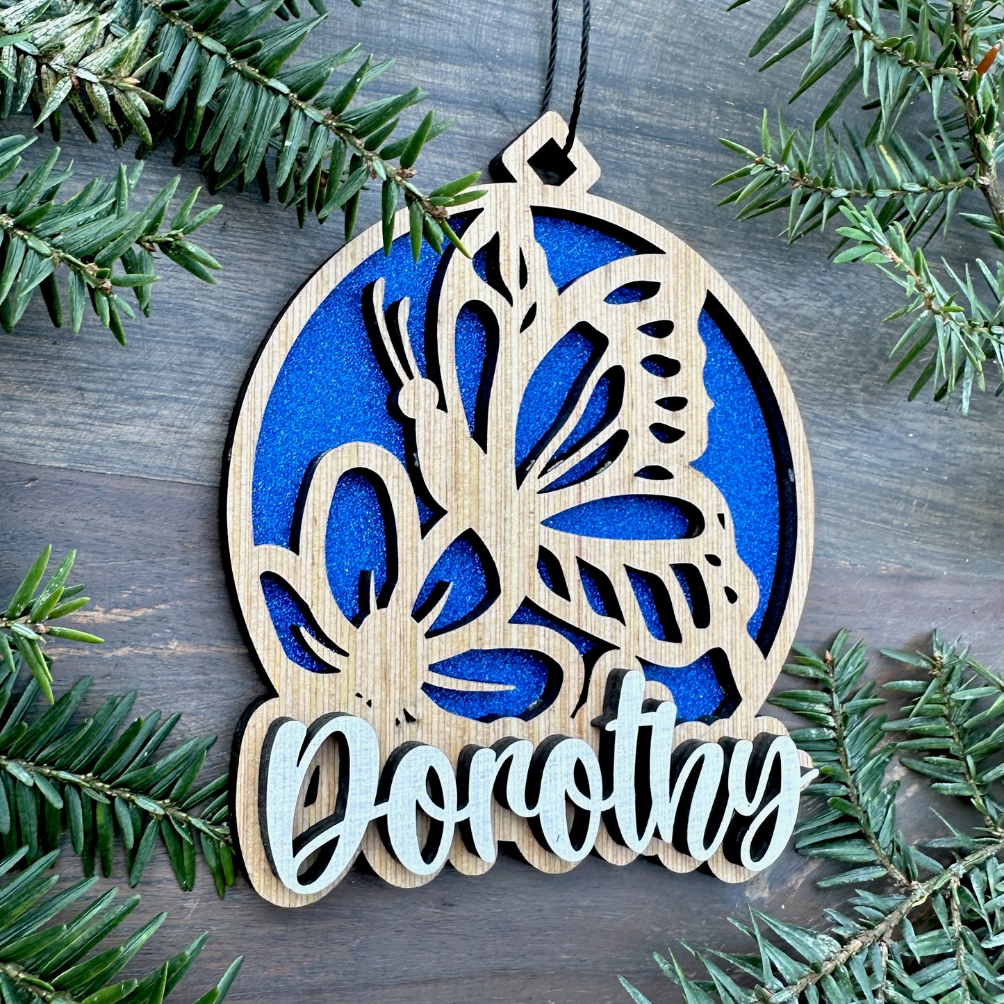 Personalized Butterfly Wood Ornament with Name