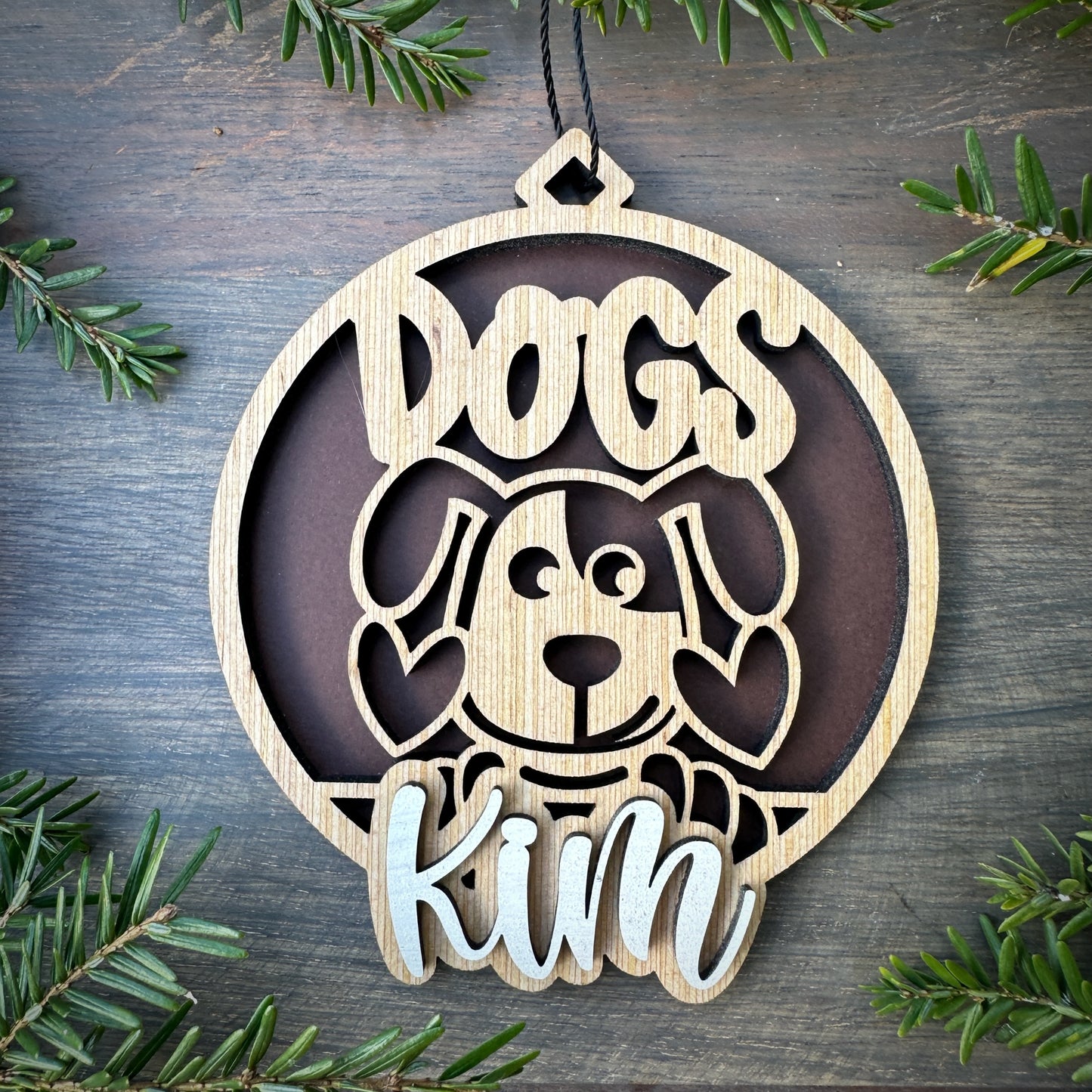 Personalized Dogs Wood Ornament with Name