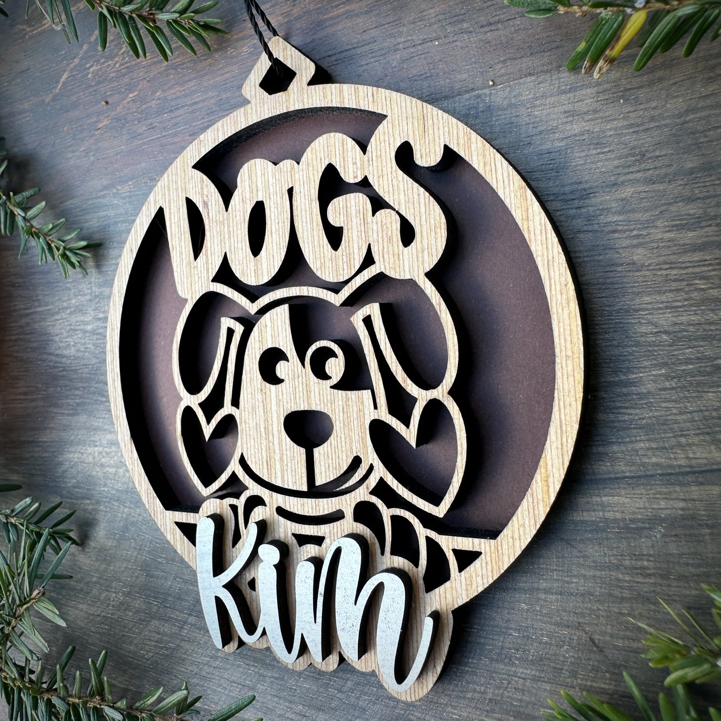 Personalized Dogs Wood Ornament with Name