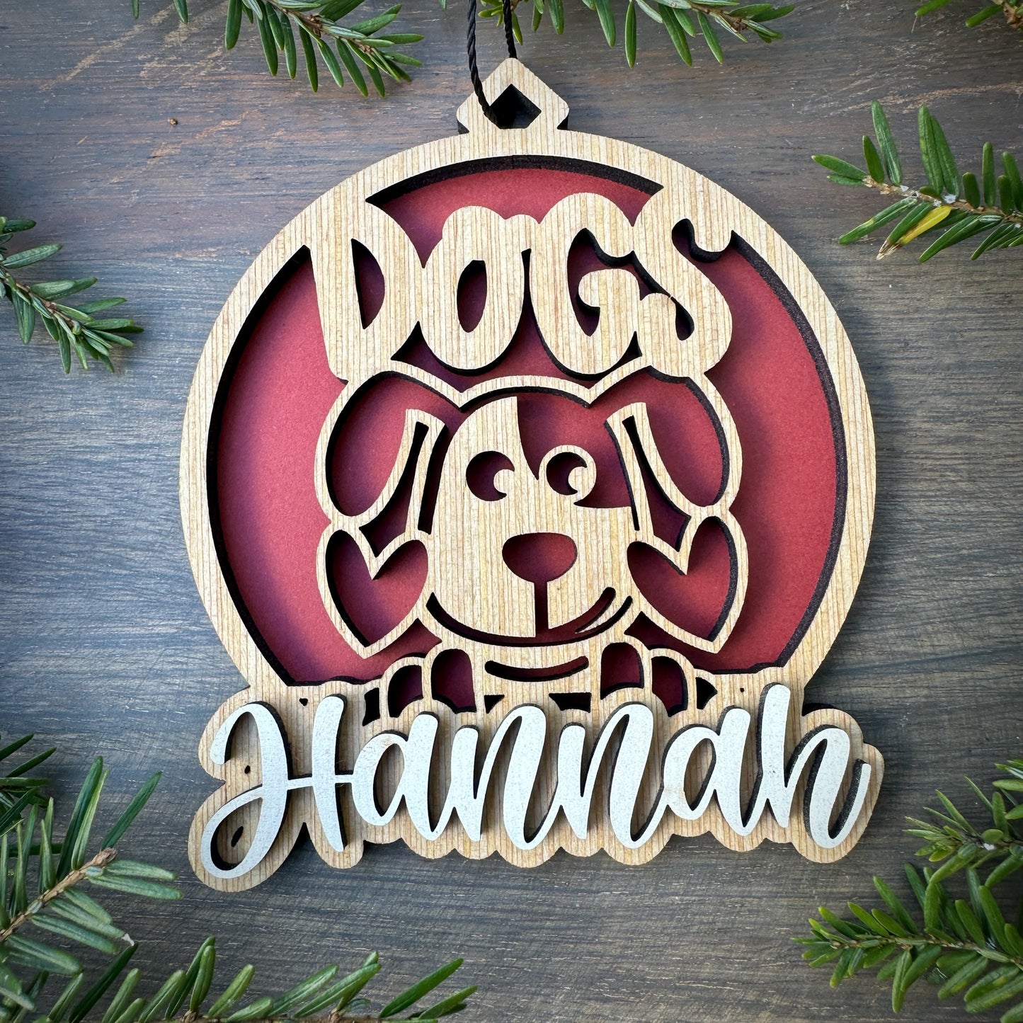 Personalized Dogs Wood Ornament with Name