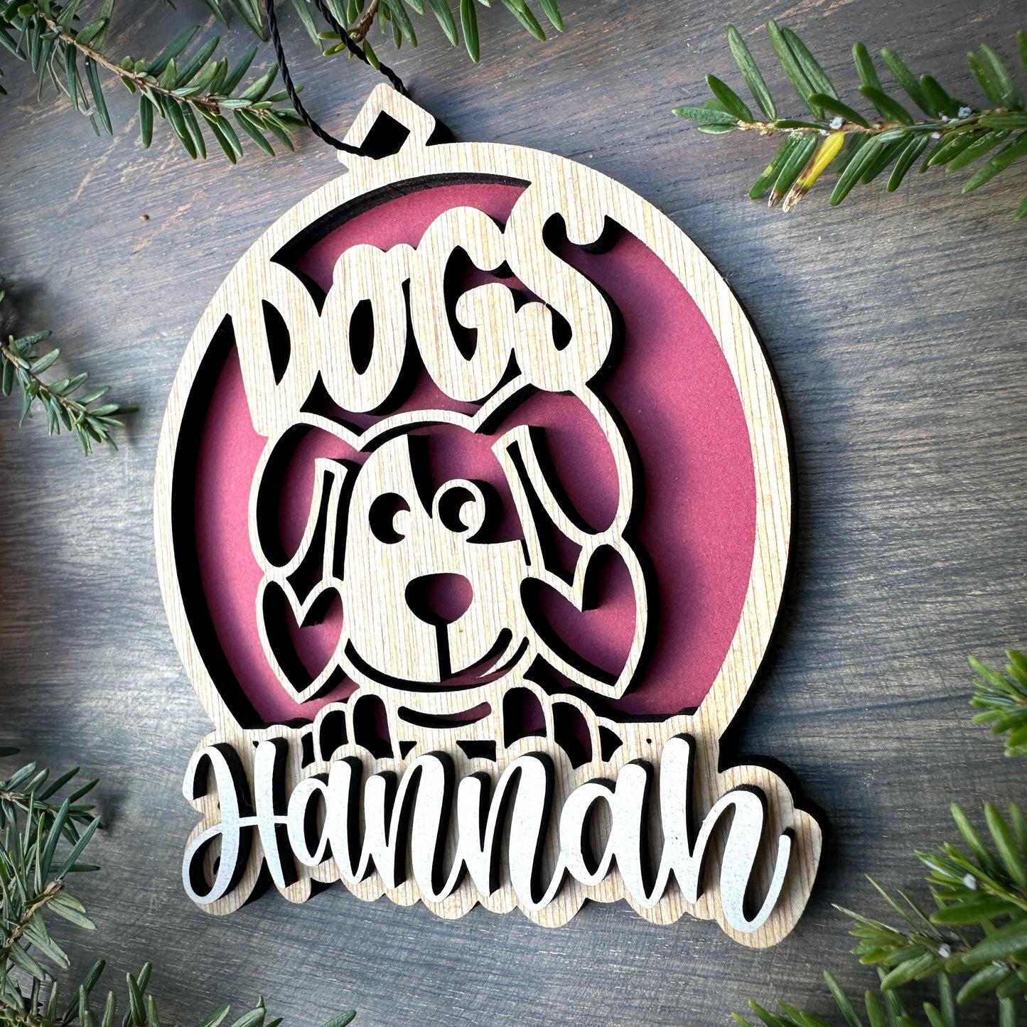 Personalized Dogs Wood Ornament with Name