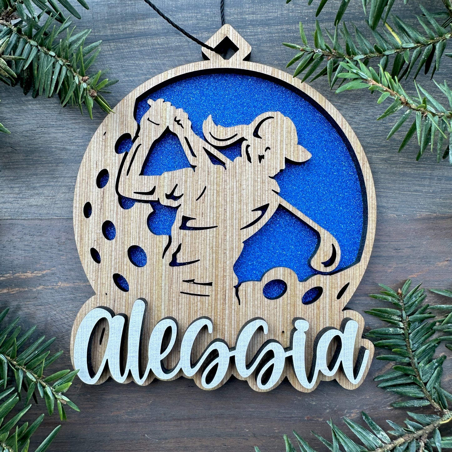 Personalized Female Golfer Wood Ornament with Name