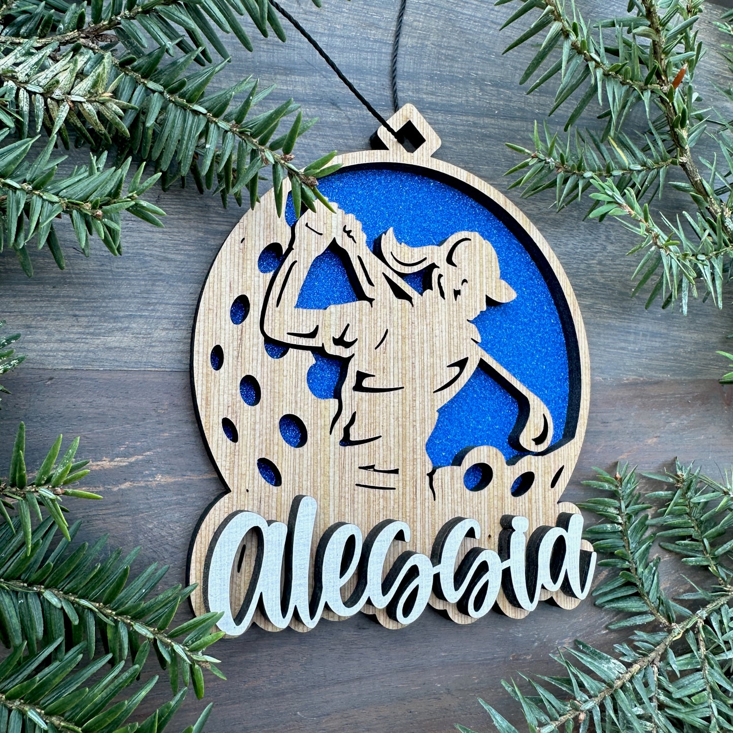 Personalized Female Golfer Wood Ornament with Name