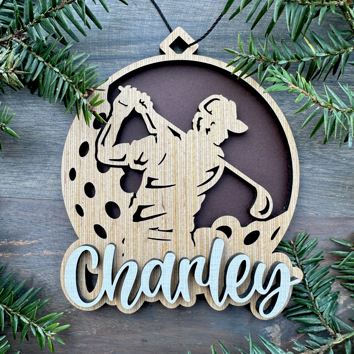 Personalized Male Golfer Wood Ornament with Name