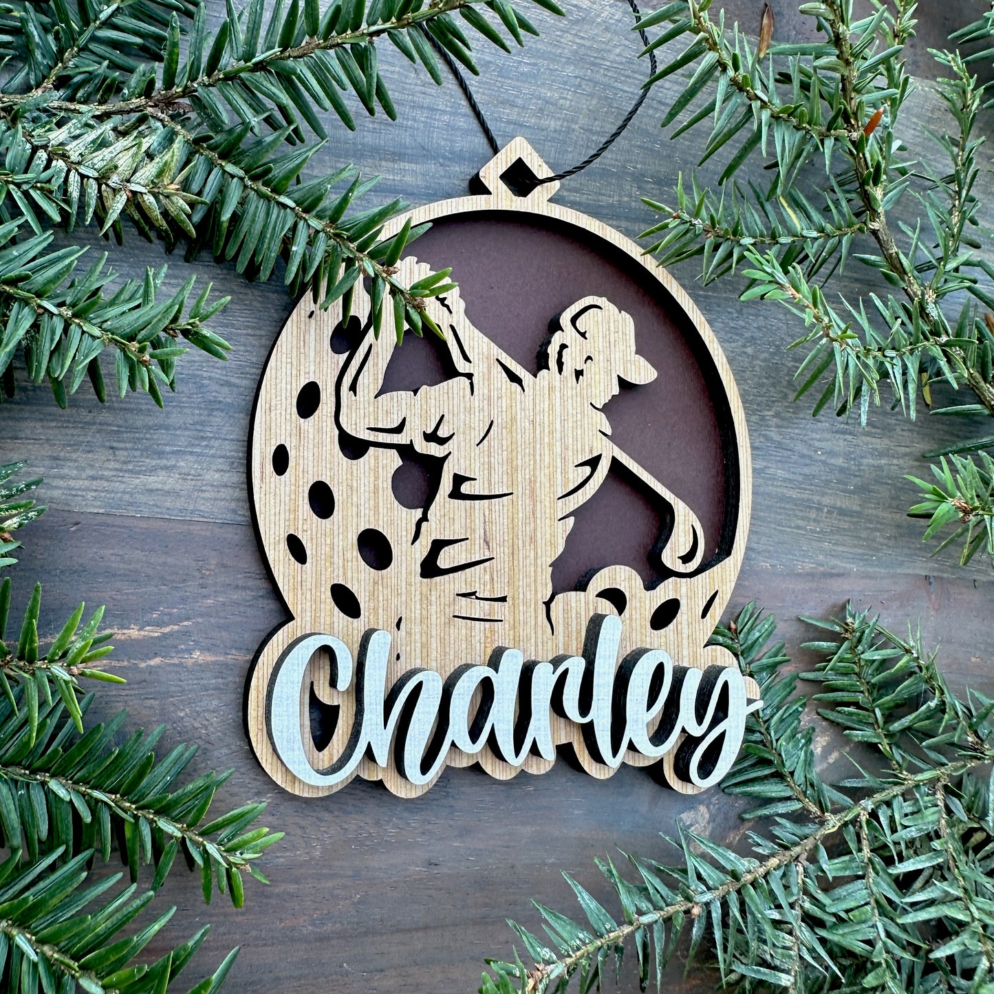 Personalized Male Golfer Wood Ornament with Name