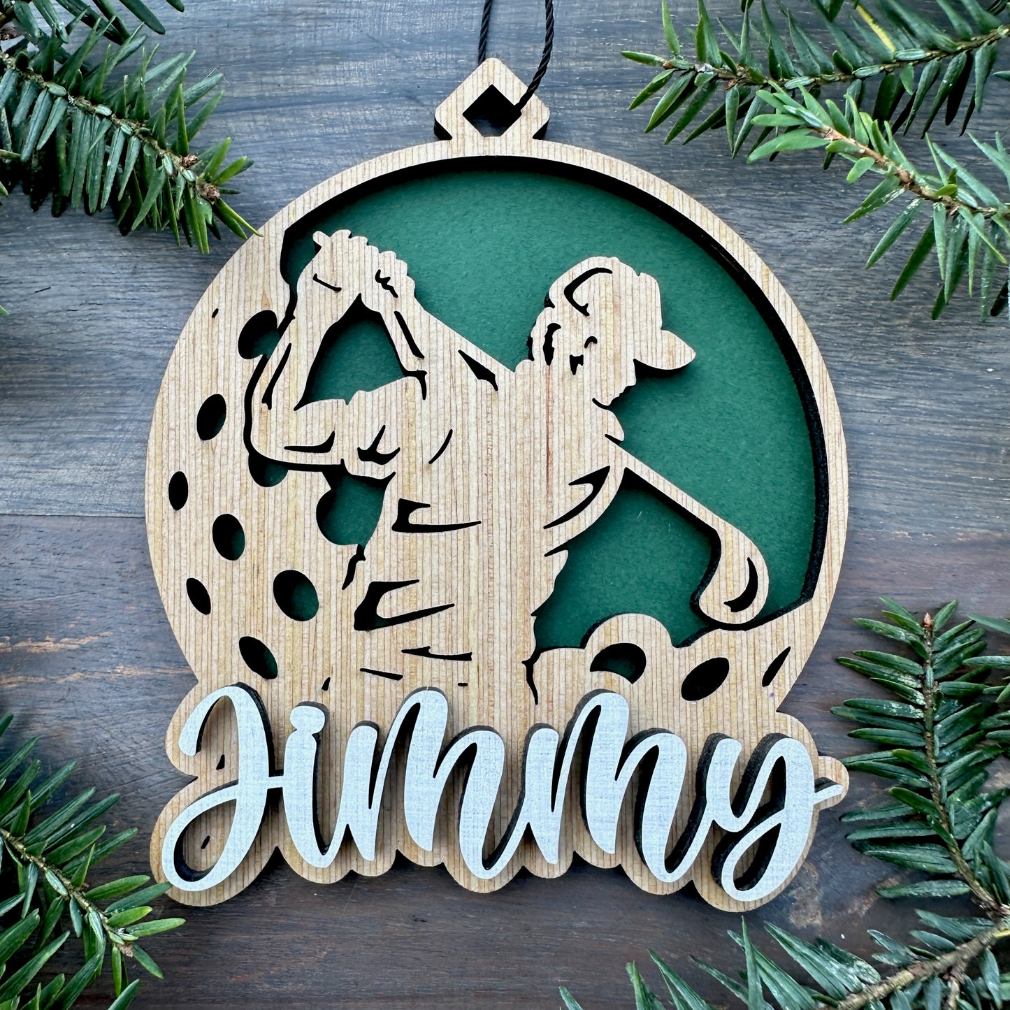 Personalized Male Golfer Wood Ornament with Name