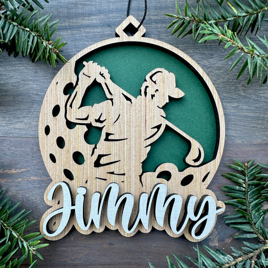 Personalized Male Golfer Wood Ornament with Name