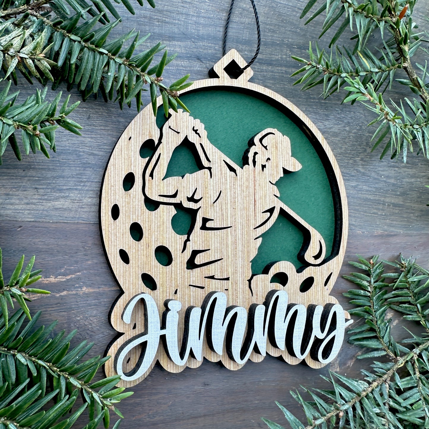 Personalized Male Golfer Wood Ornament with Name