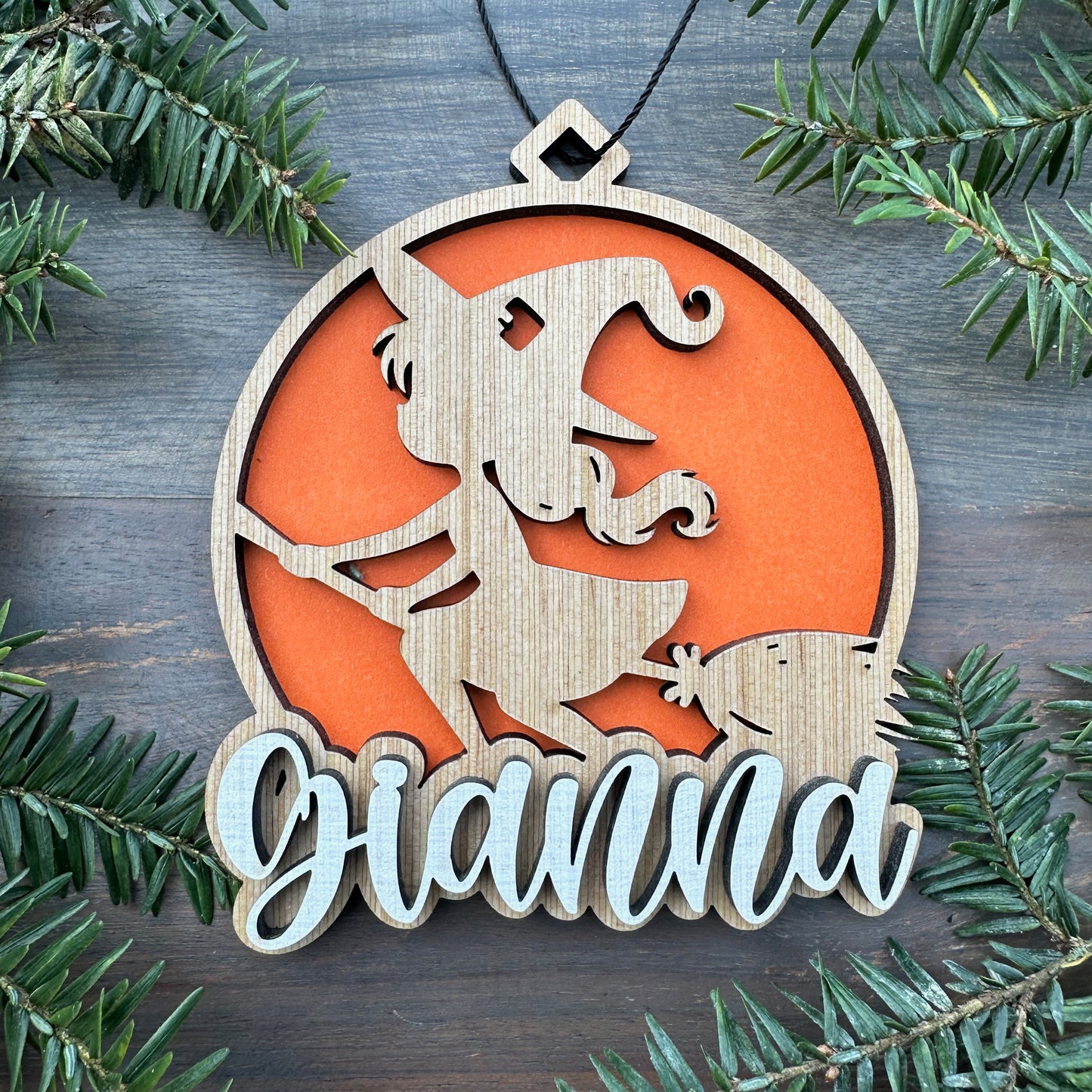 Personalized Flying Witch Wood Ornament with Name