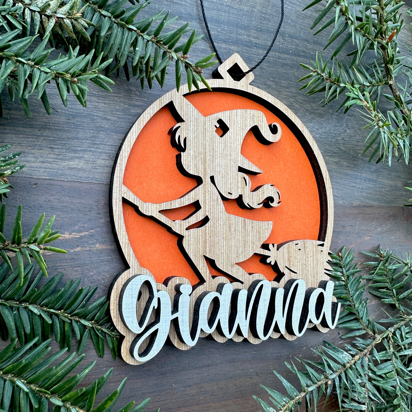 Personalized Flying Witch Wood Ornament with Name