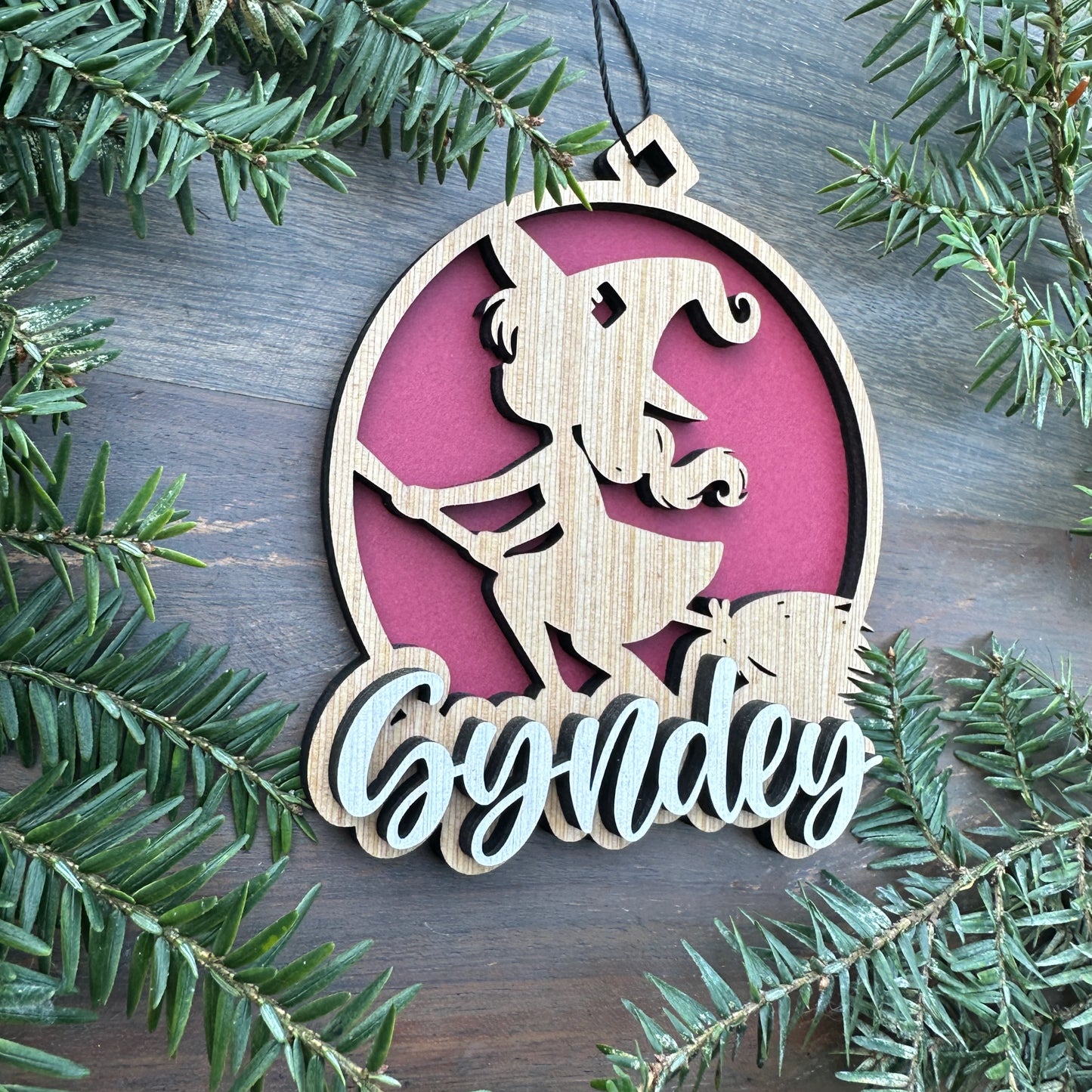 Personalized Flying Witch Wood Ornament with Name