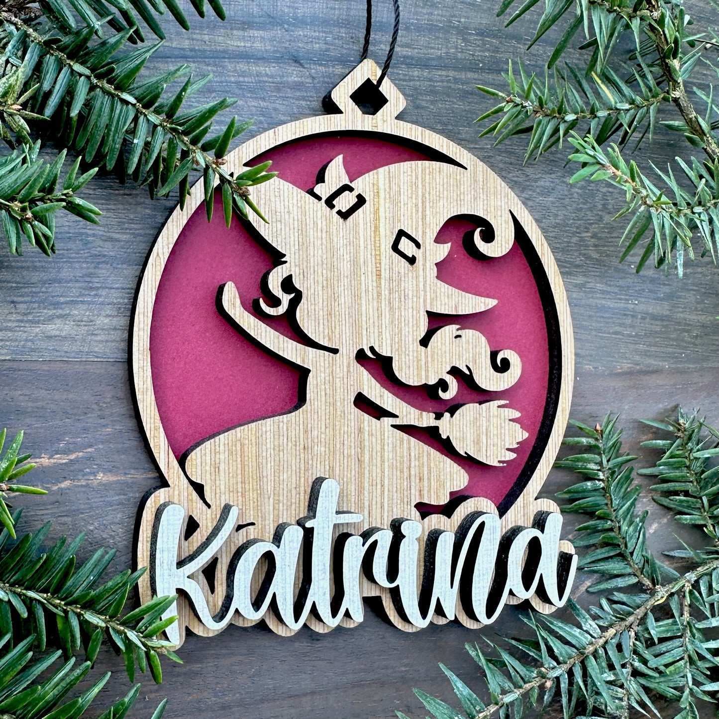 Personalized Little Witch Wood Ornament with Name