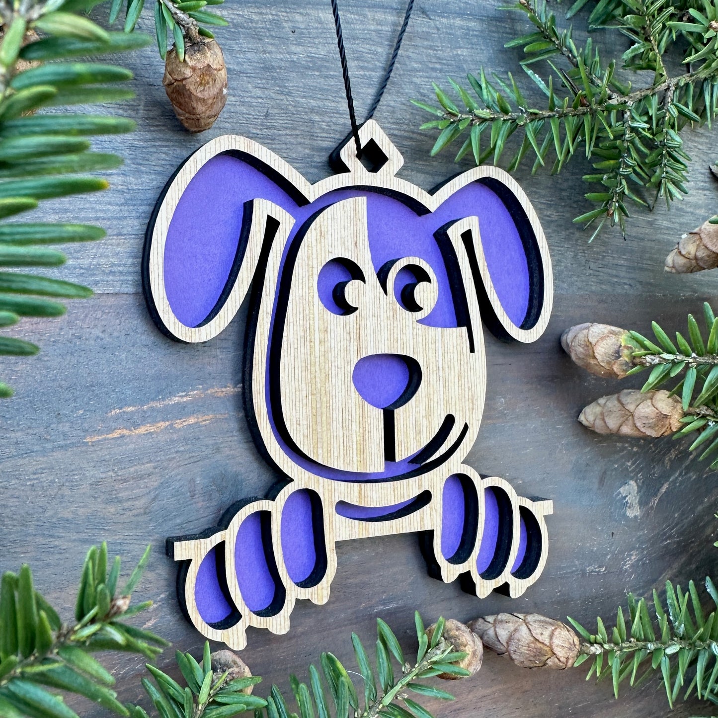 Cute Puppy Wood Ornament - 7 Colors - 2 Sizes