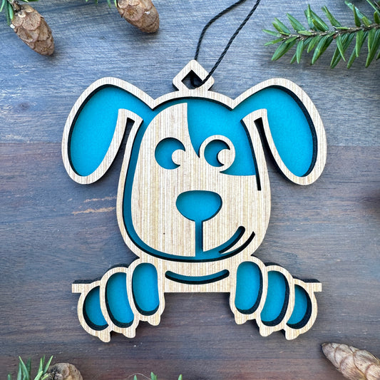 Cute Puppy Wood Ornament - 7 Colors - 2 Sizes