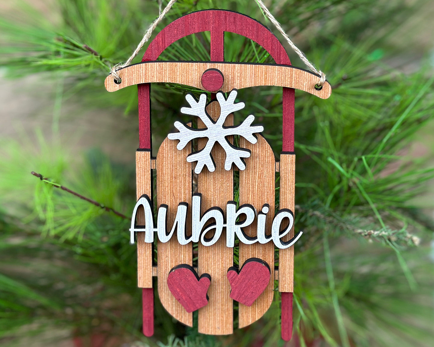 Personalized Rustic Sled Ornament