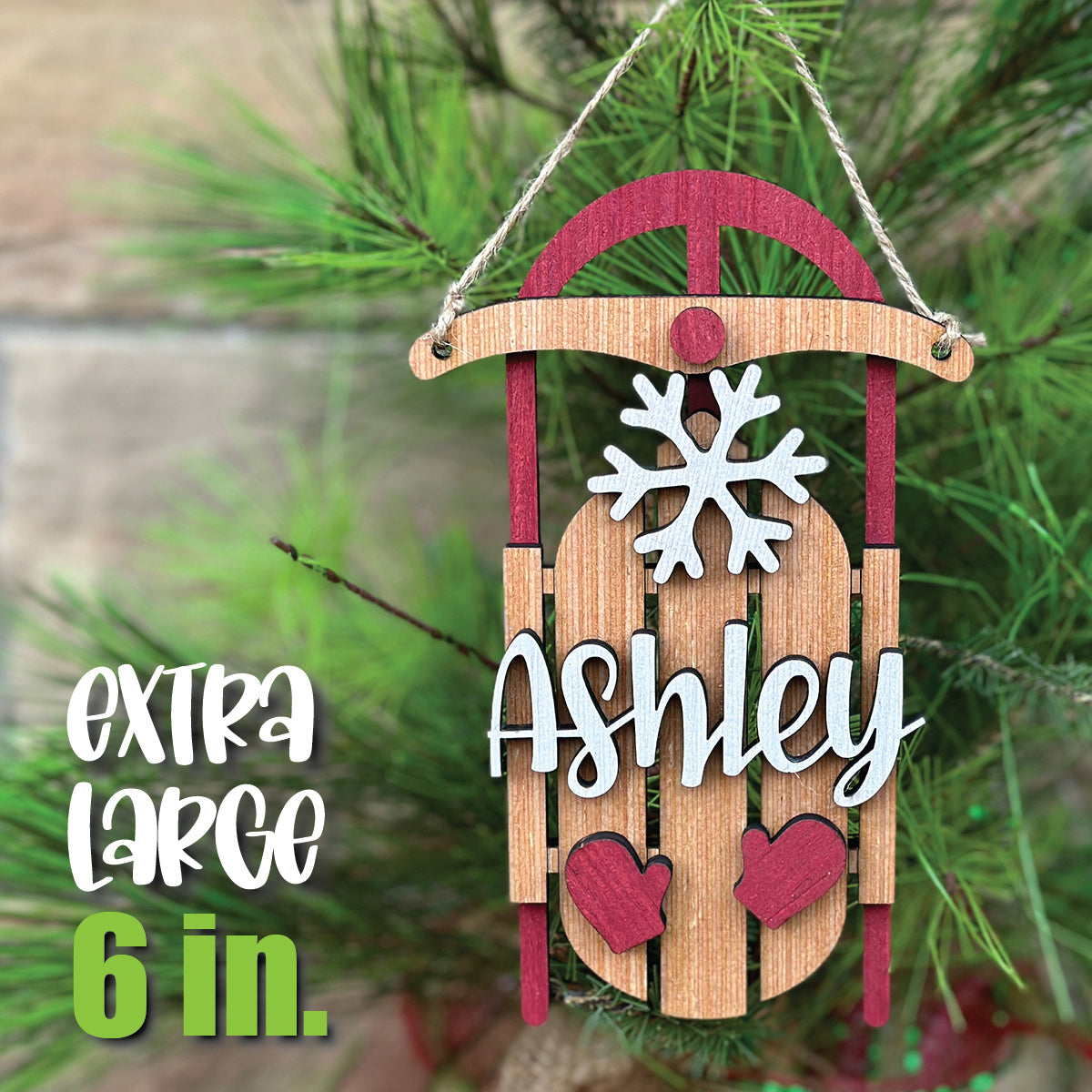 Personalized Rustic Sled Ornament