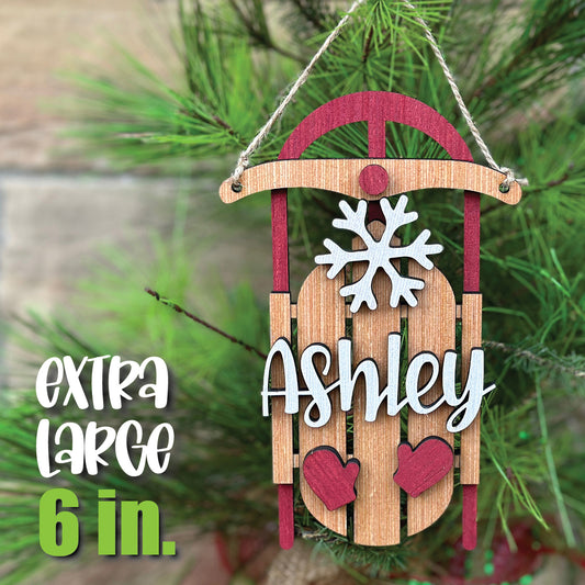 Personalized Rustic Sled Ornament