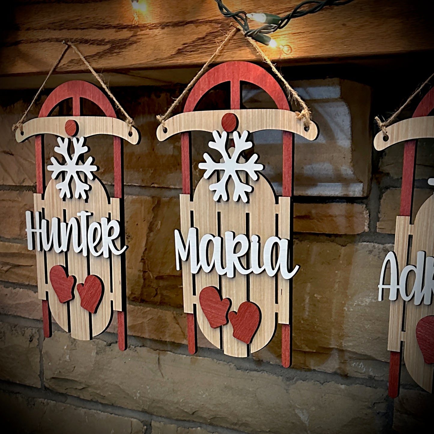 Rustic Wood Sled with Personalization - 12" Height