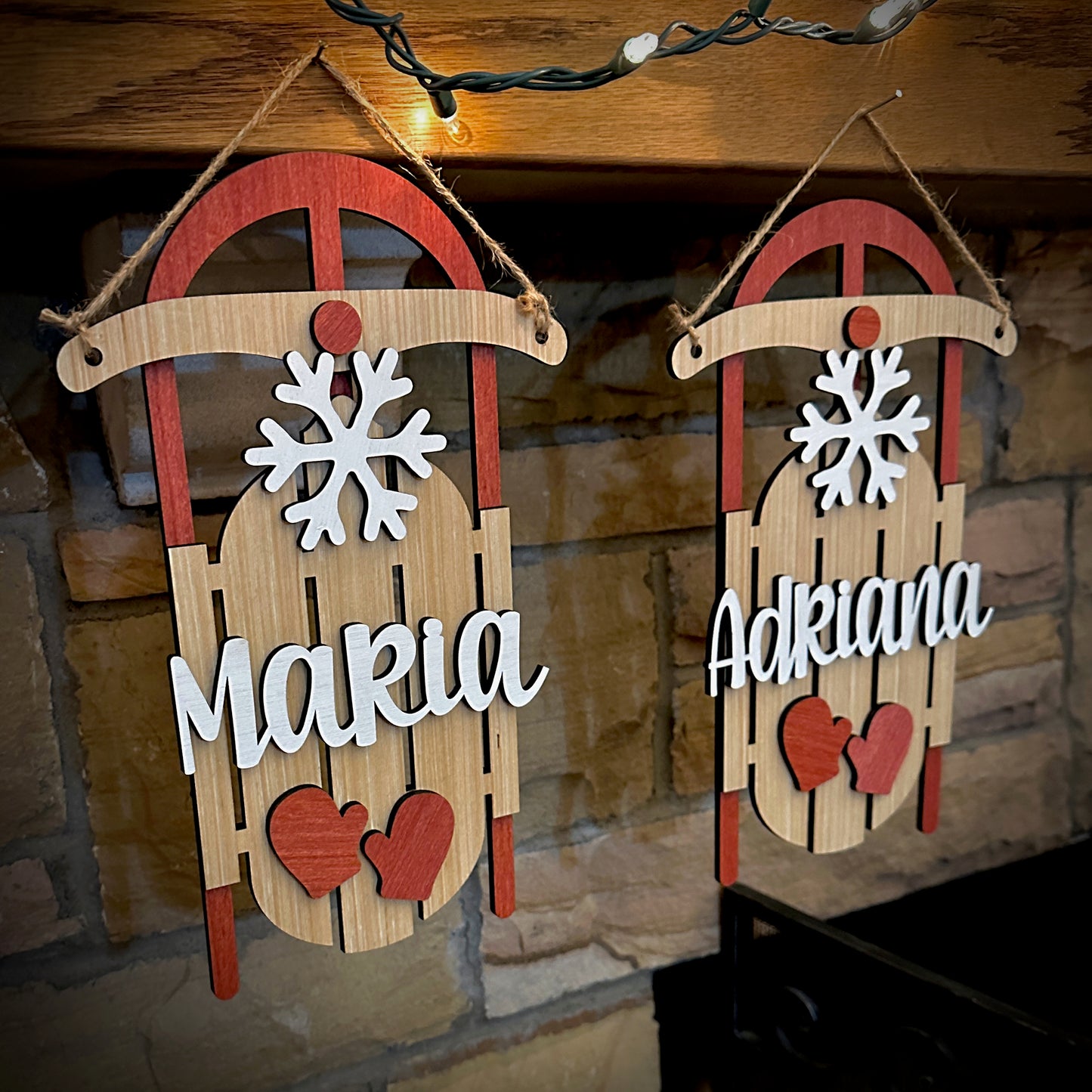 Rustic Wood Sled with Personalization - 12" Height