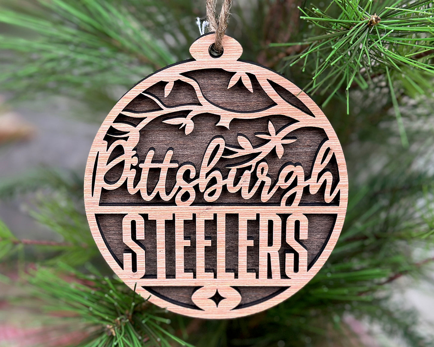 Pittsburgh Steelers Rustic Wood Ornament