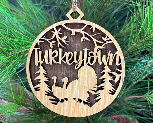 Rustic Turkeytown, PA Wood Ornament