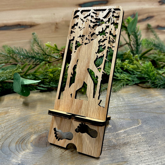 Wood Phone Stand and Decor - Bigfoot in Forest
