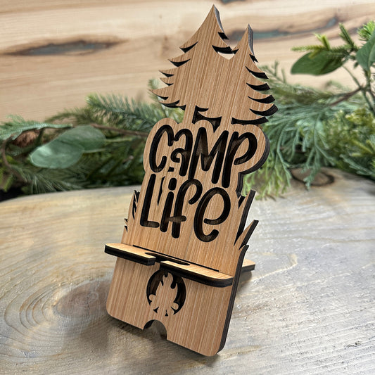 Wood Phone Stand and Decor - Camping Life