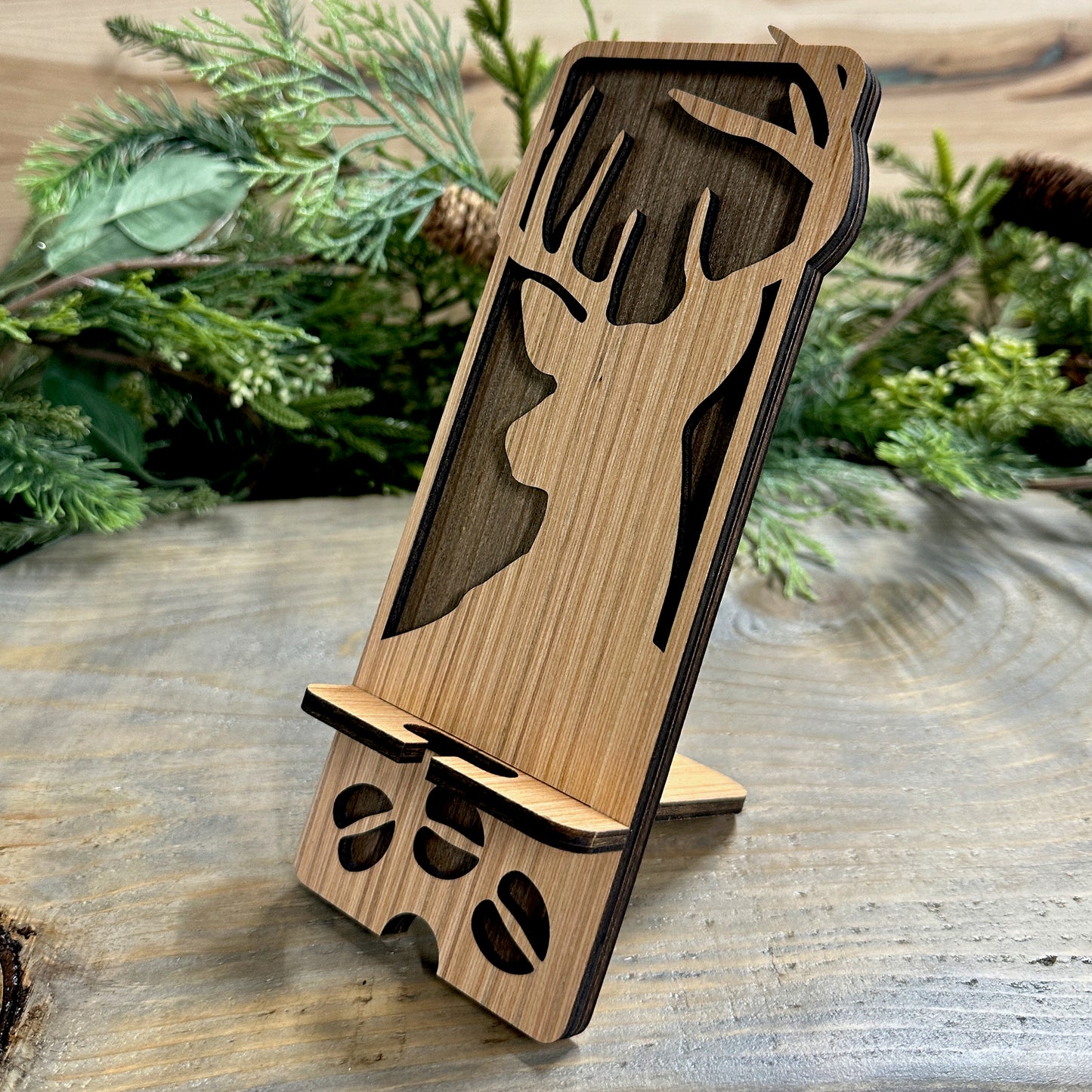 Wood Phone Stand and Decor - Big Whitetail Buck