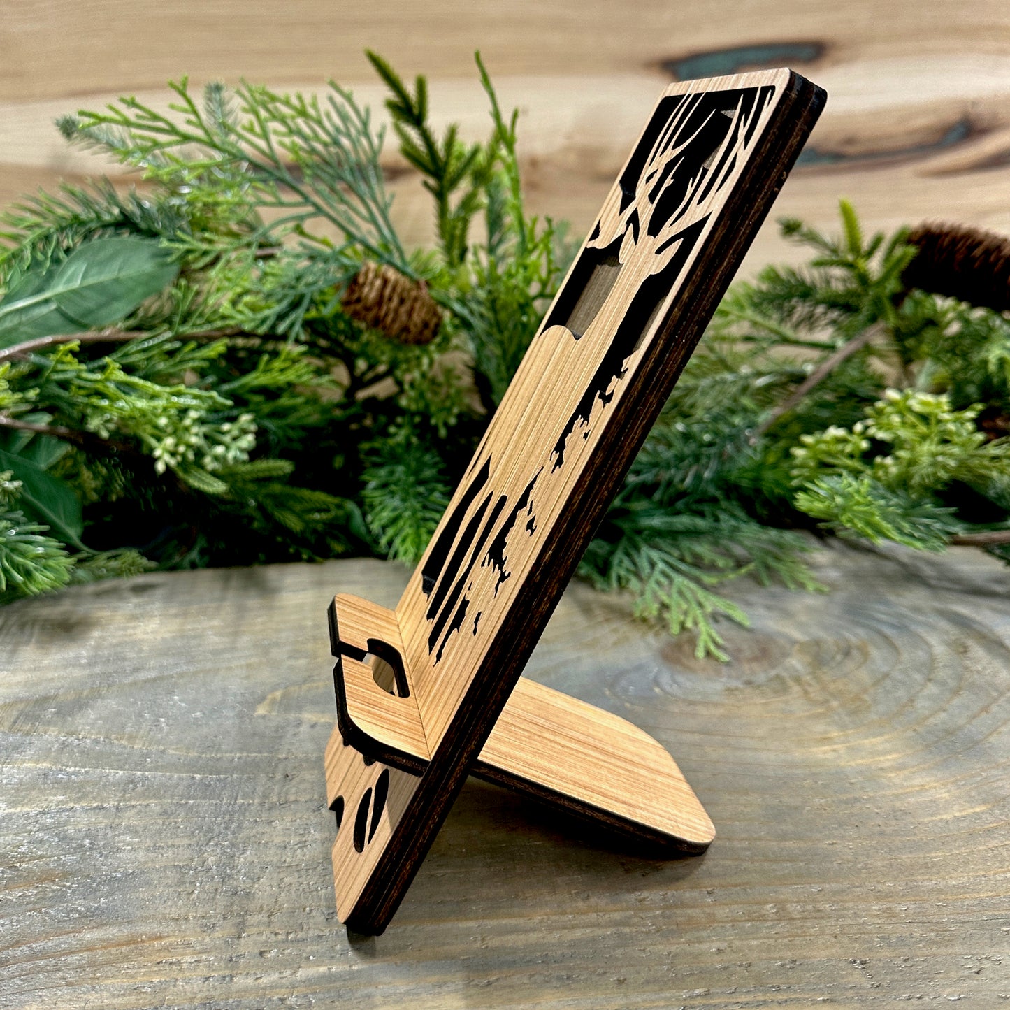Wood Phone Stand and Decor - Whitetail Buck