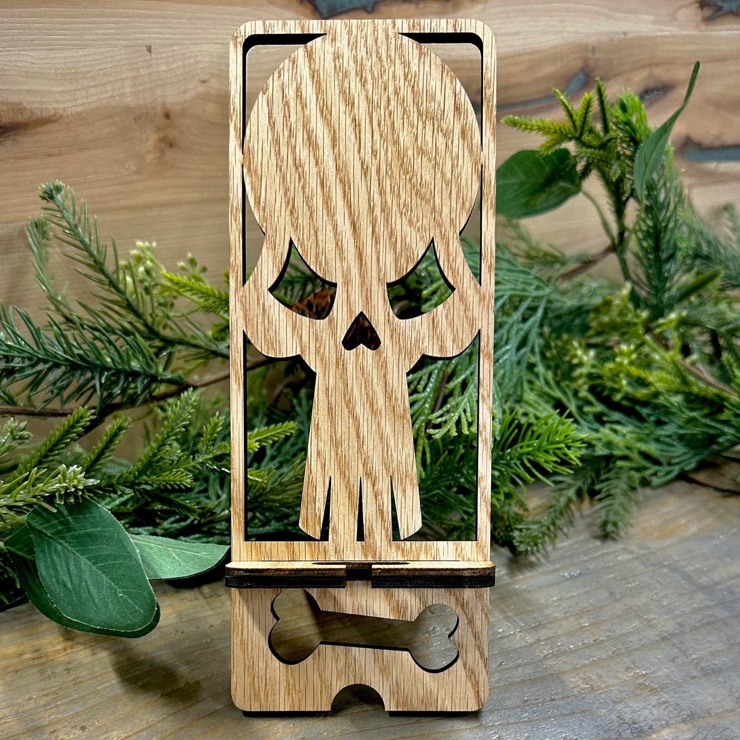 Wood Phone Stand and Decor - Skull Design