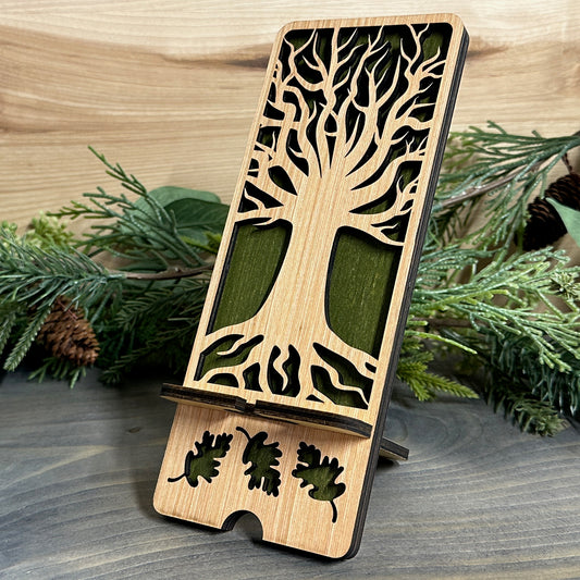 Wood Phone Stand and Decor - Celtic Tree